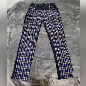 Plaid Leggings with Black Waistband